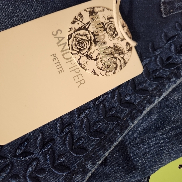 Sandpiper Jean Shorts Bermuda Shorts Denim Blue 14P Embroidered Decor - Picture 10 of 11